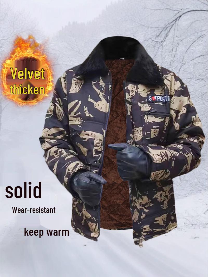 

Men s Winter Camouflage Cotton Jacket: Thick, Durable, Wear & Dirt-Resistant for Cold Storage & Labor Protection Medium (Below 82.5 kg)