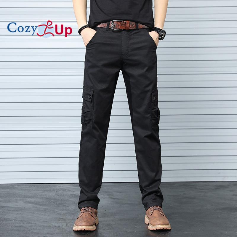 Cozy Up Solid Color Loose Men's Straight Casual Pants 6 Pocket Cargo Pants
