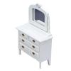 Dollhouse Makeup Vanity with Mirror & Perfume Tray 1/12 Miniature Dressing Table for Dollhouse Bedroom Furniture Decoration
