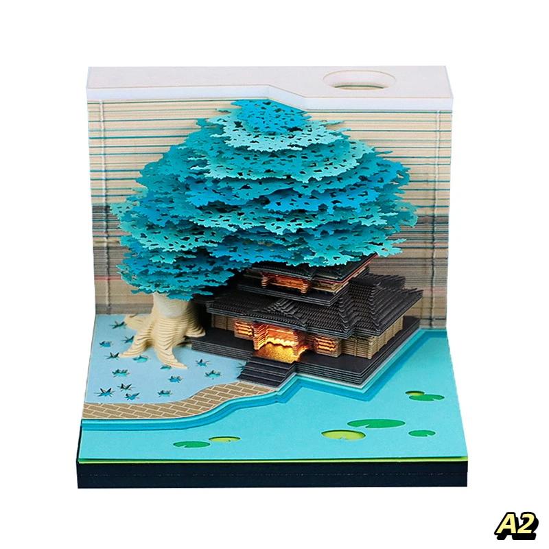 Time Piece Calendar 2027 Desk Calendar With Led Light 3D Tear-Away Calendar Paper Carving Art Memo Pad Notepad Desktop Decor