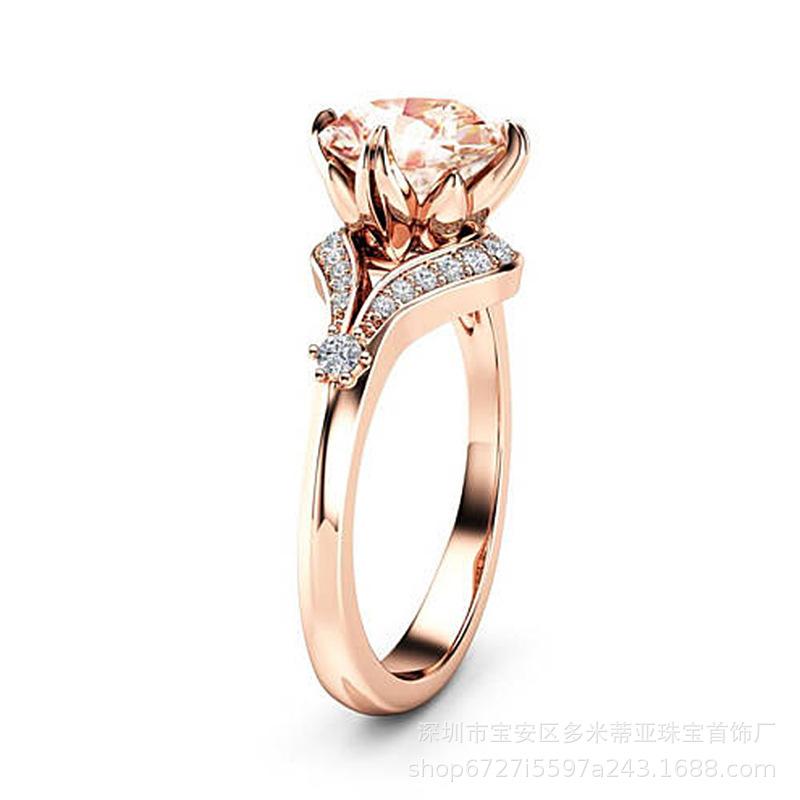Popular Ring Jewelry Rose Gold Geometric Zircon Ring Women s Jewelry no. 6