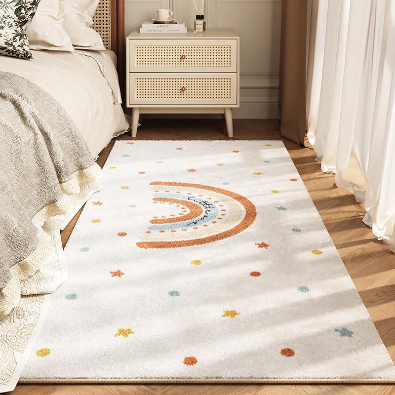 Little Fresh Rainbow Imitation Cashmere Carpet Cold Insulation Non-Slip Bedroom Bed Blanket Blanket Bay Window Blanket
