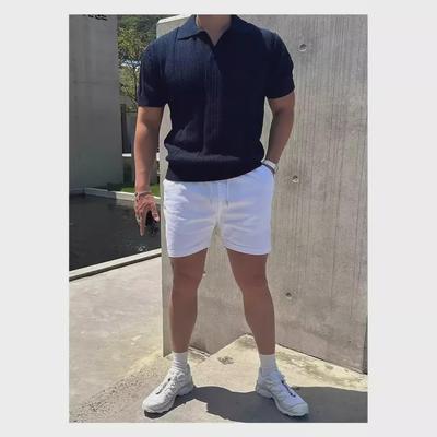2024 Heren Witte Gebreide Korte Mouw Polo met Kraag - Ademend, High-End Zomer Trend