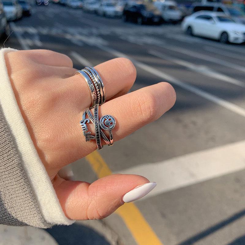 S925 Sterling Silver Roman Numeral Open Ring for Women - Trendy, Retro, and Stylish