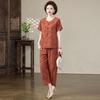 2026 Stylish Cotton Linen Summer T-Shirt Set for Middle-Aged Women