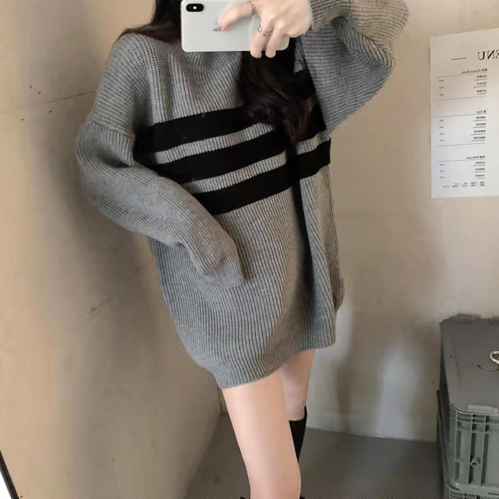Medium and Long Sweater Loose Women Lazy Style New Spring and Autumn Wear Sweater Pullover Long Sleeve Top