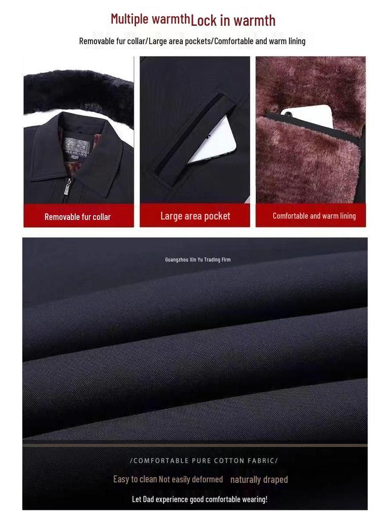 Men's Thick Velvet-Lined Winter Coat for Middle-Aged and Elderly