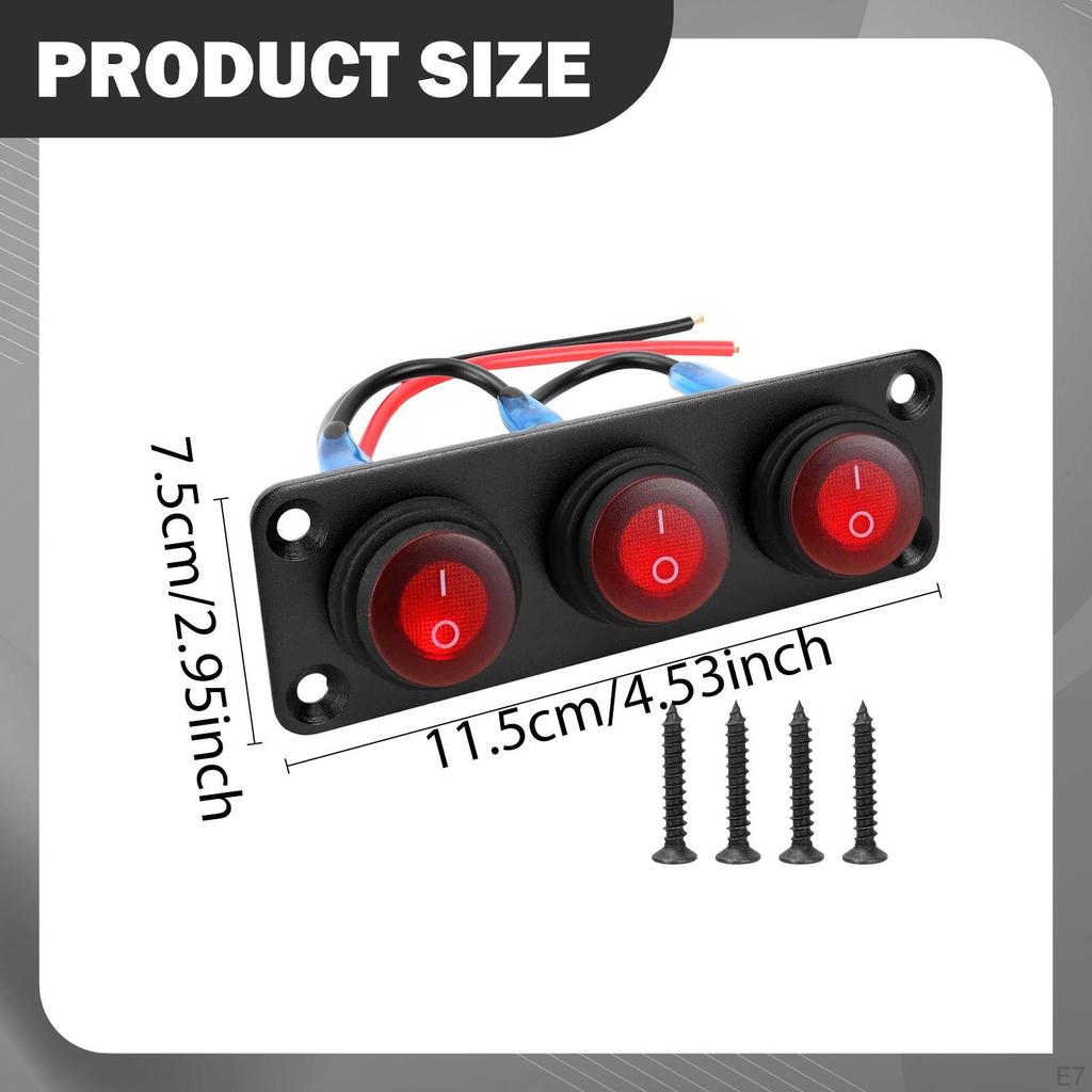 Rocker Switch Panel Mount Pre Wired on Off Toggle Screw Mounting Waterproof for RV Truck