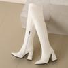 Women's High Heel Boots Autumn and Winter New Simple Everything with Solid Color Thick Heel Large Size Over the Knee Boots