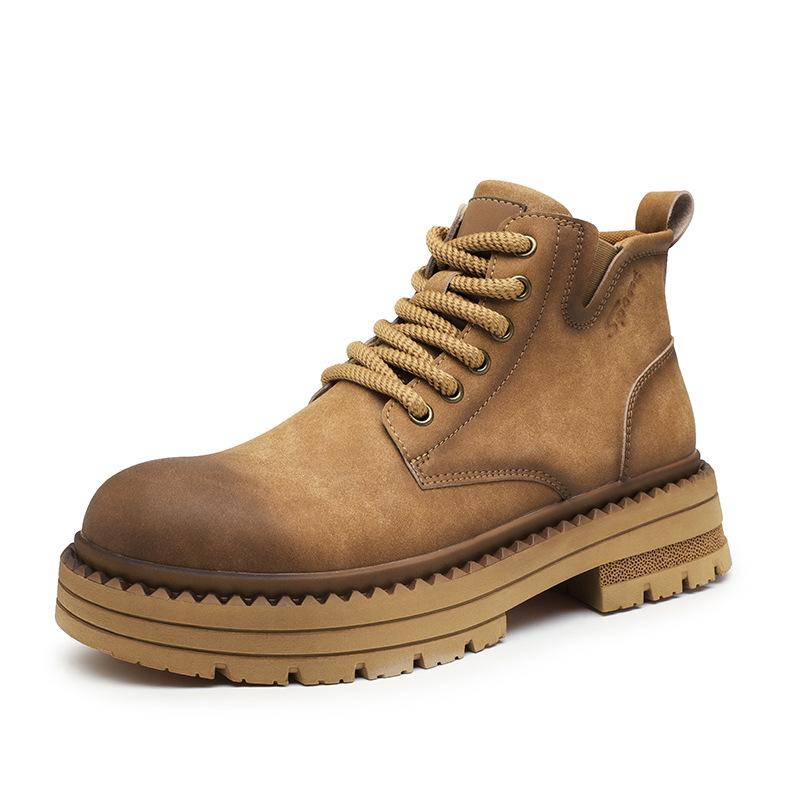 Martin boots autumn high-top British wind locomotive white leather boots casual sports thick-soled heightening boots