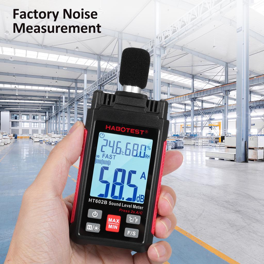 HABOTEST HT602B Decibel Meter Digital Sound Level Meter Portable SPL Meter 30 130dB Noisemeter with Temperature