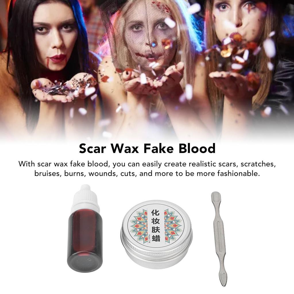 0.53oz Scar Wax 10ml Fake Blood Artificial Wound Modeling Blood Skin Wax with Spatula