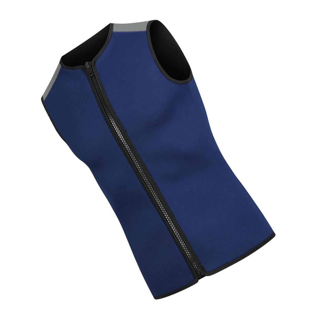 Colete Térmico de Neoprene 3mm, Top de Roupa de Mergulho sem Mangas com Zíper Unissex para Natação Snorkeling Surfe Mergulho Azul Marinho M