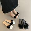 Fashion 2025 Fashion Bow Slippers Women's Summer Outdoor Flats Comfortable Square Toe Casual Shoes Anti Slip Light Beach Ladies Slippers