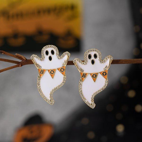 Cute Halloween Ghost Drop Earrings for Women Girls Fashion Little Ghost Hoop Earring Party Festival All Saints' Day Jewelry Gift