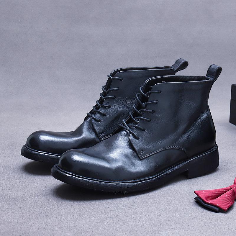 Big Head Tooling Boots Tide Goodyear Leather British Martin Shoes Business Cowhide Boots Cowhide Sole