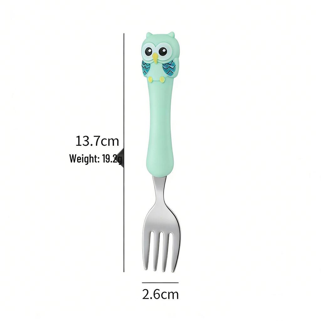 304 Stainless Steel Children's Owl Cutlery Set – Knife, Fork, Spoon for Baby Feeding