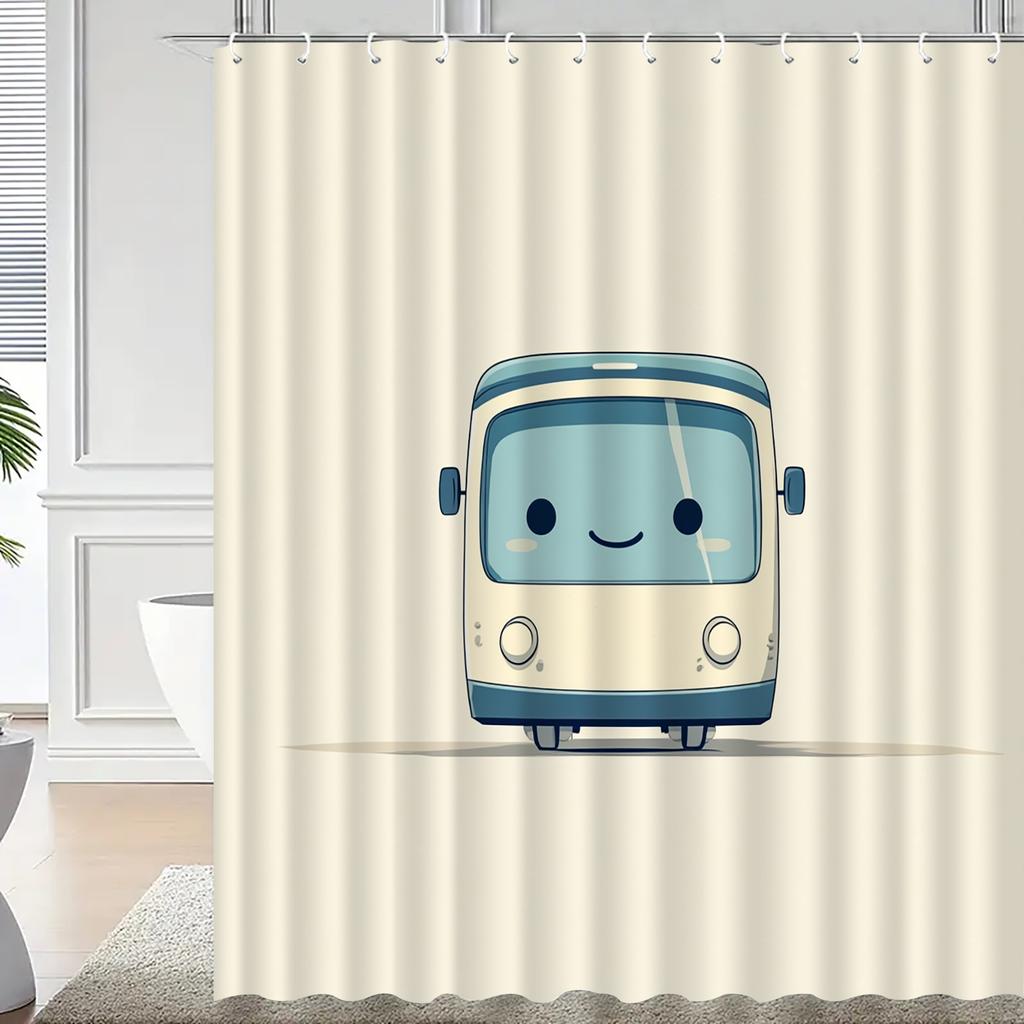 Vintage Train Design Shower Curtain - Waterproof Polyester, Includes Hooks, Ideal for Bathroom Decor, Durable Separator