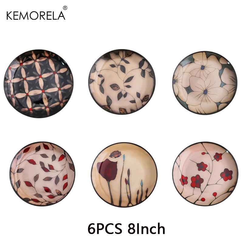 6PCS Creative Personality Ceramic Plate Tableware 8/10 Inch Ceramic Dinner Plate Porcelain Dessert Plate Dinnerware Cake Plate