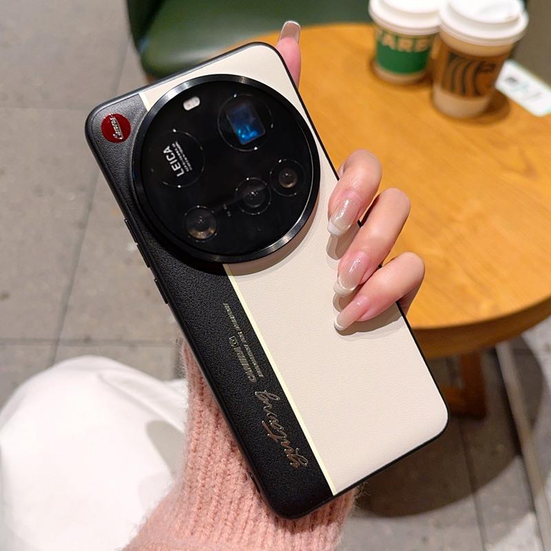Vegan Leather Case For Xiaomi 15Ultra/14Ultra/13Ultra/12SUltra Luminous Fluorescence Contrasting Colors With Metal Camera Ring