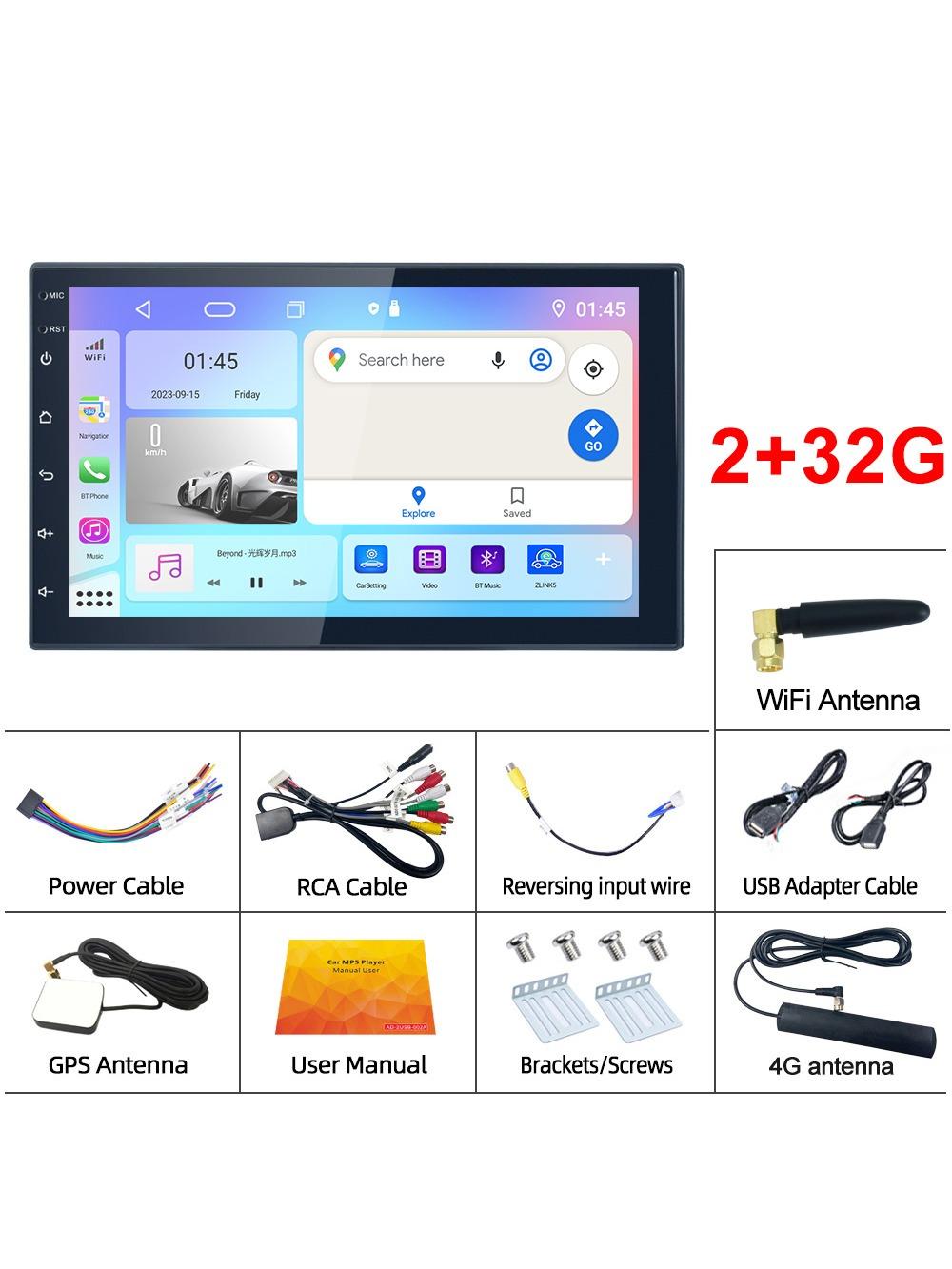 

REAKOSOUND 2 Din Android 4G Беспроводной CarPlay Android Авто Радио универсальный 7/9/10 стерео крутой вентилятор GPS мультимедийный плеер 7 -2+32