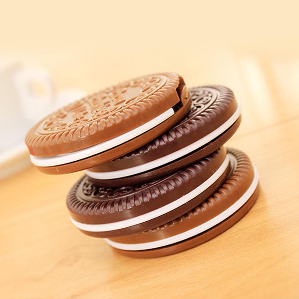 Cute Mini Pocket Chocolate Cookie Portable Makeup Cosmetic Compact Mirror Comb