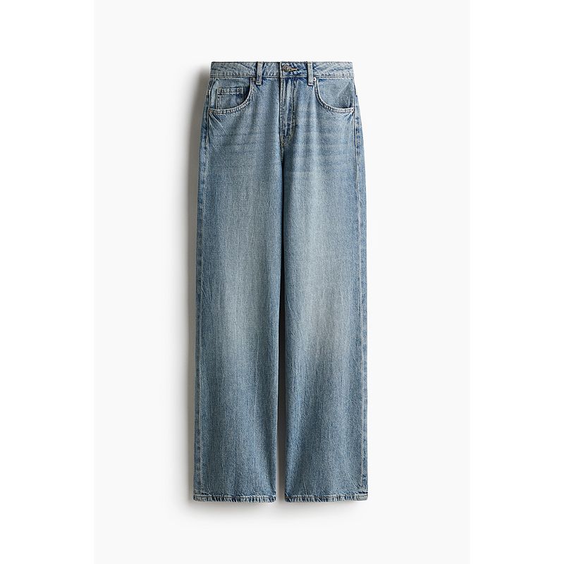 

HM Women s Jeans Autumn Trousers Straight-leg Wave Style Wear Washed Lazy Wide Leg Jeans 0871889