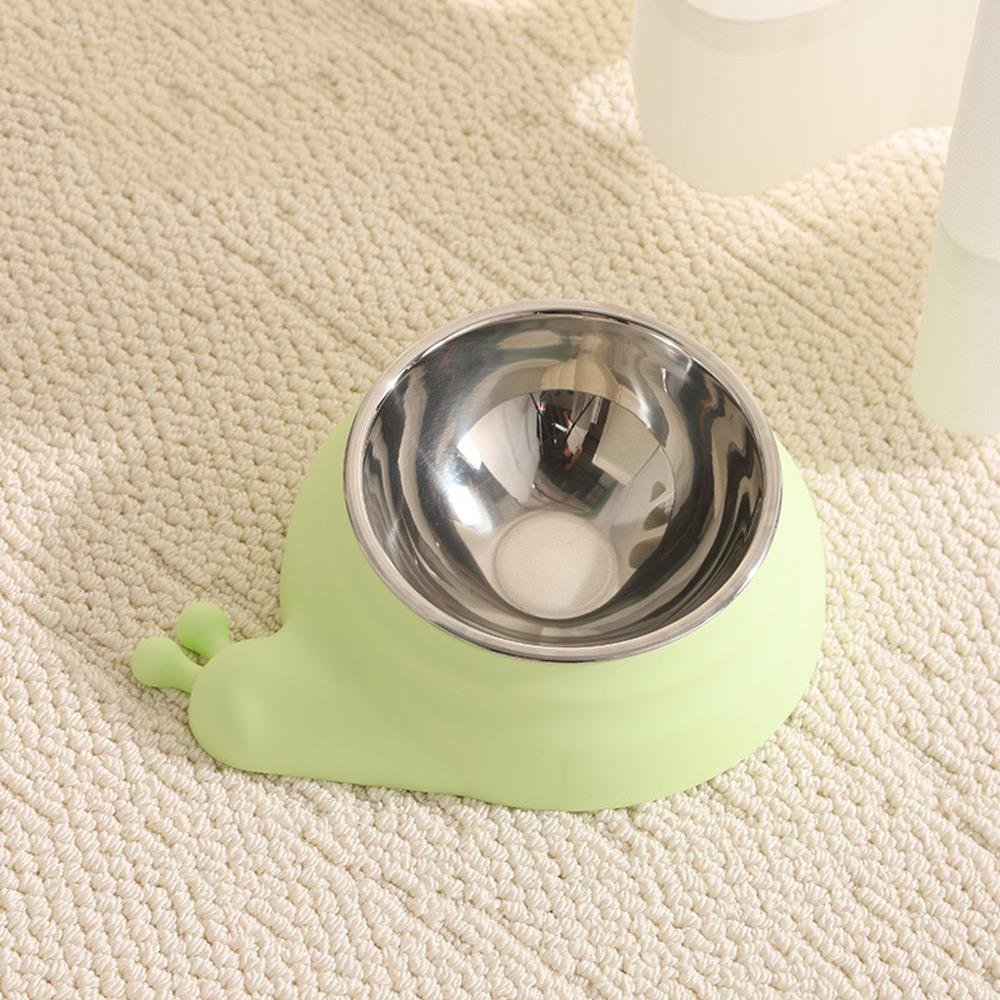 Stainless Steel Pet Cat Feeder Bowl Anti-spill Anti-leakage Cat Water Feeder Non-slip Snail Shap Food Storage Container Home