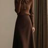 Women's French Style Bow Top and Skirt Two-Piece Winter Set