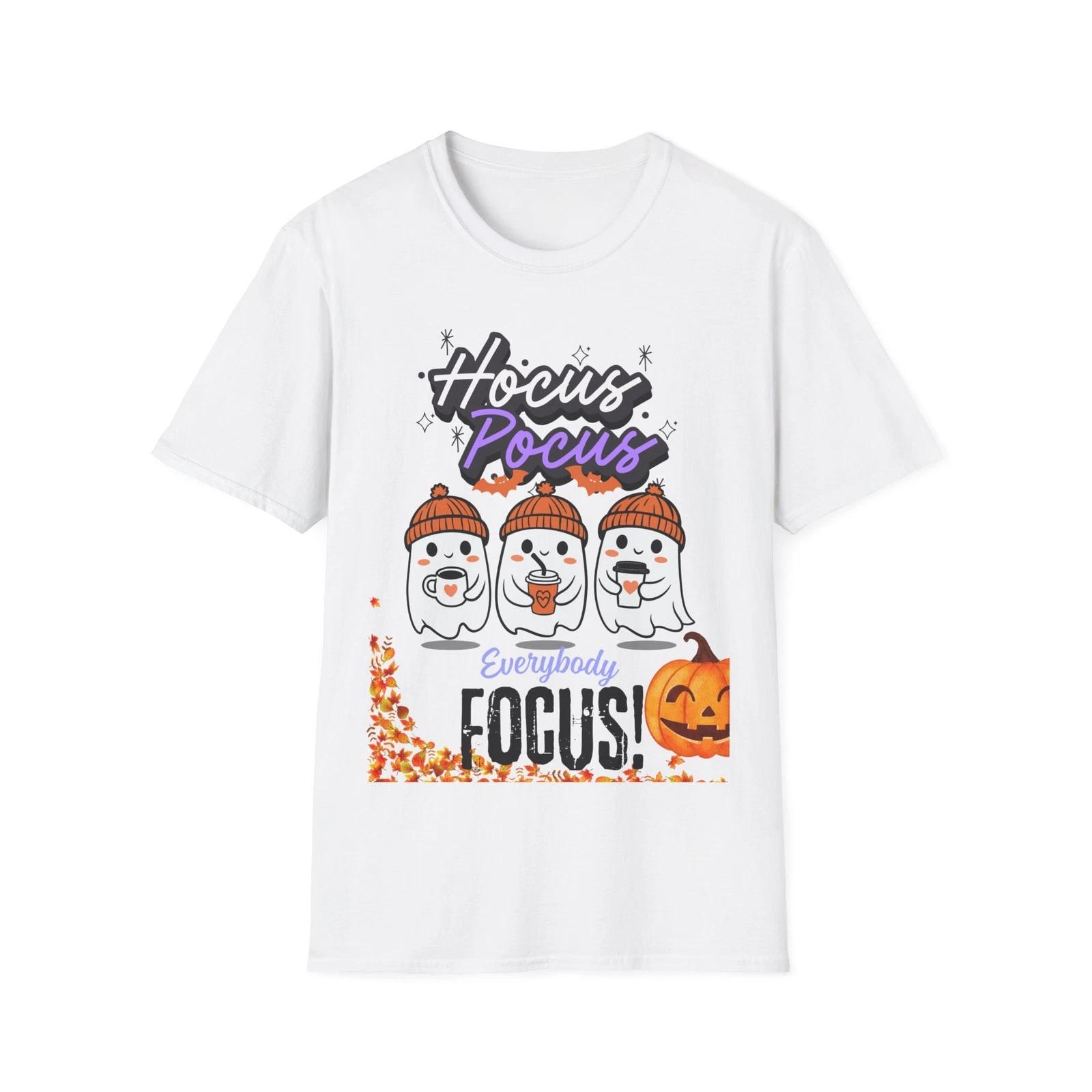 Hocus Pocus Halloween T shirt, tee for Fall Celebrations, Ghost Design 2XL