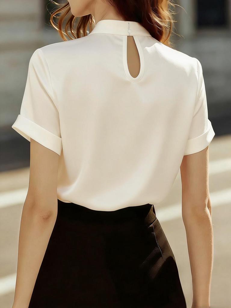 2025 Herbst/Winter Europäisches & Amerikanisches Damen Satin Kurzarm Oberteil Shirt