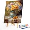 1 Stück DIY Malen nach Zahlen Set Blume Rahmenlose Leinwand Wandkunst Geschenkidee 40x50cm