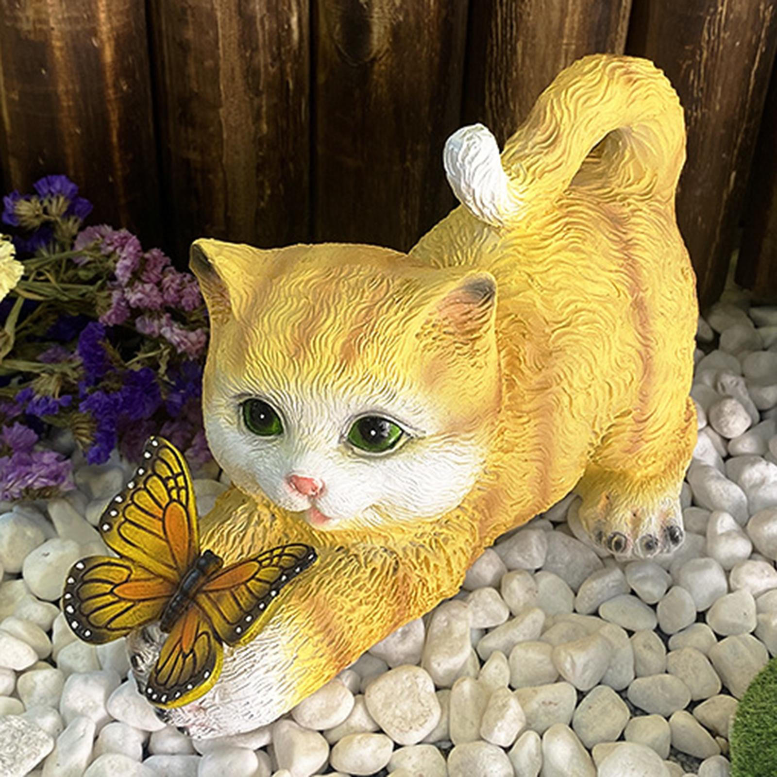 

and Butterfly Figurine Resin Ornament Garden Lamp Statue for Patio Lawn Decor жёлтый