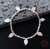 New two-color leaf square grain beaded alloy bracelet, leaf shape women's small clear jewelry
