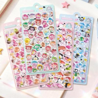 1Pc Cute 3D Relief Stickers Aesthetic Stickers Cartoon Gourmet Animals Creative Stickers Diy Decoration Stickers