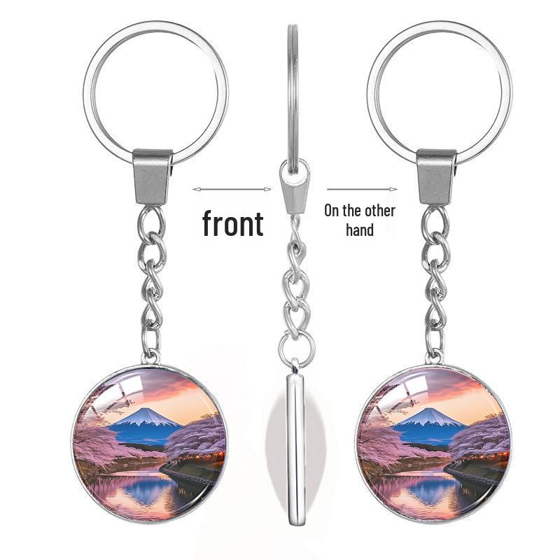 Mount Fuji Gem Silver Keychain Pendant Souvenir