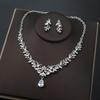 3pcs Romantic and Elegant Ladies' Water Droplet Zircon Necklace Earrings Zircon Set Classical Wedding Dress Accessories