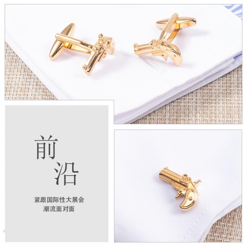 High End Electroplated Gold Silver Signal Gun Copper Cufflinks Men's French