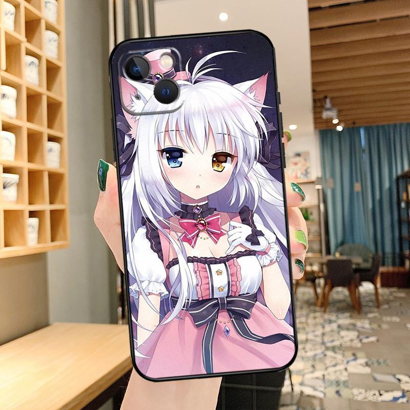 Anime Cat Girl Phone Case For iPhone 15 Pro Max 14 13 12 11 16 17 Pro Max mini 15 16 Plus 16e 17 Air Cover