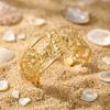 Stainless Steel Metal Shell Starfish Bracelet for Women Vintage Exaggerated Flower Wide Cuff Bangle Girls Beach Party Jewelry