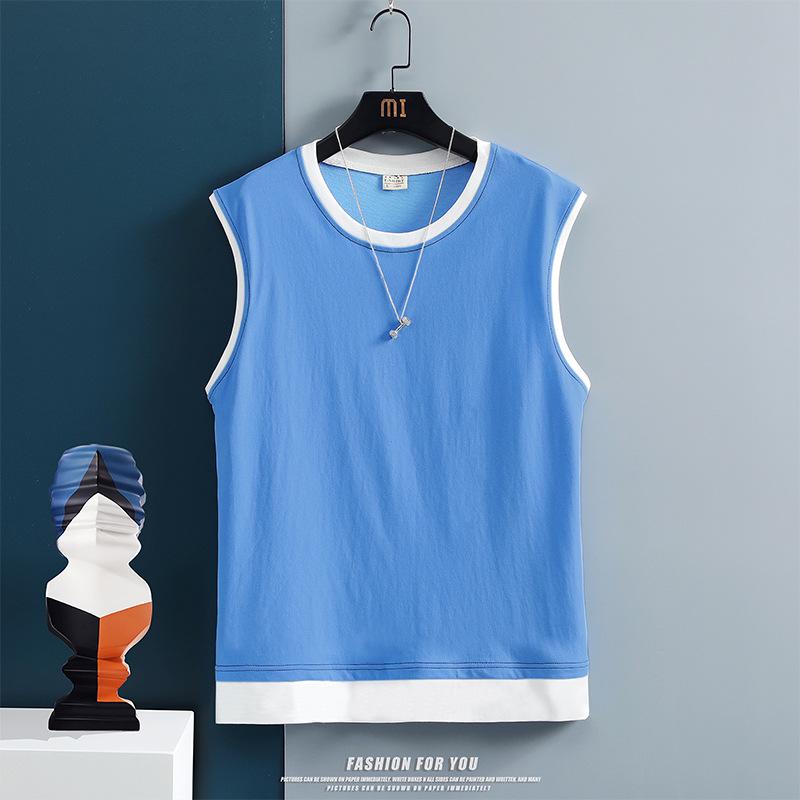 Men's Ice Cotton Sleeveless Top with Shoulder Pads