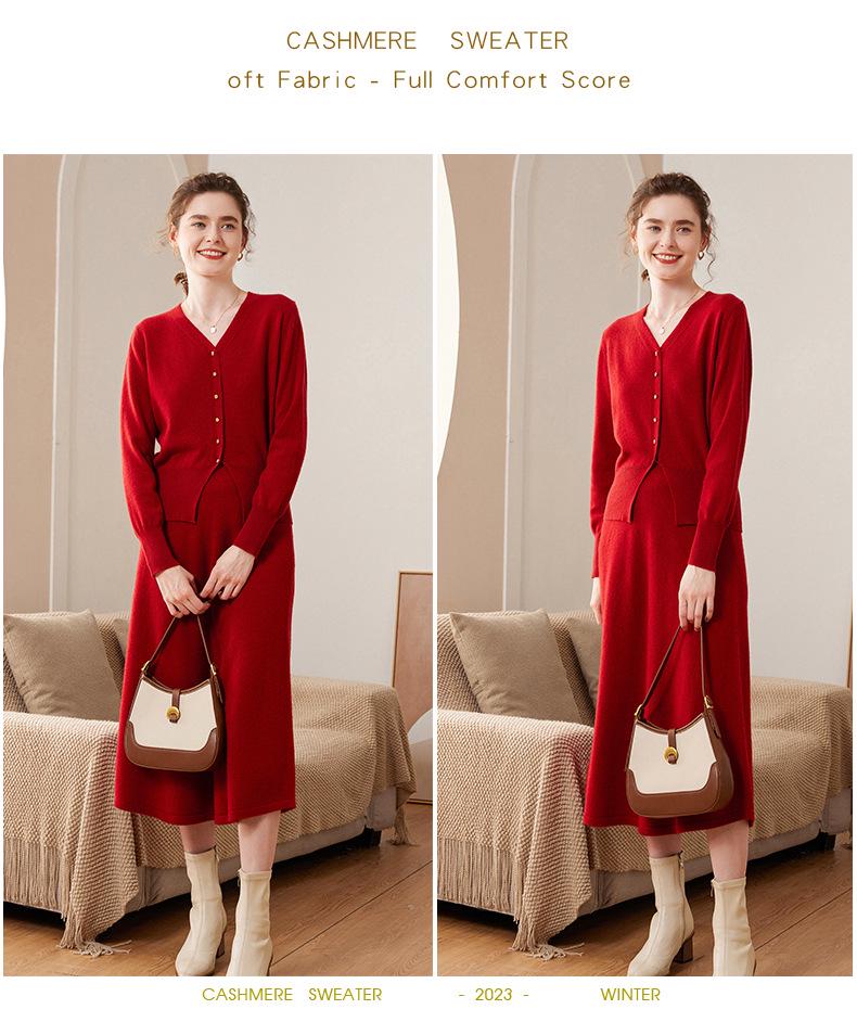 Women's Cashmere V-Neck Button Cardigan - Long Sleeve, Versatile, Loose Knit Outerwear, Lightweight Base Layer Sweater