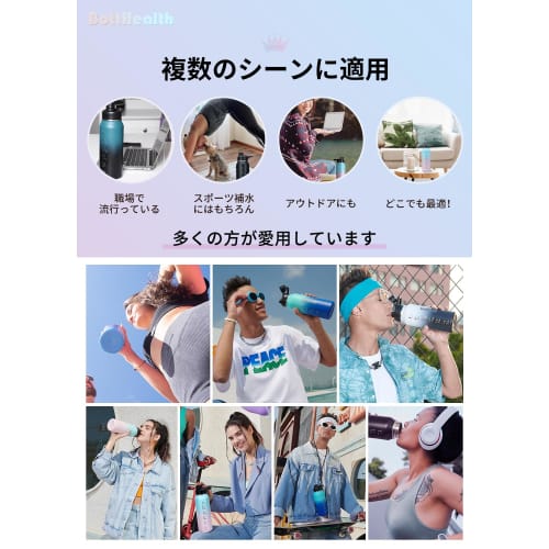 BottHealth Insulated Water Bottle, 1 Liter (1000ml), Direct Drinking, Leak-Proof, SUS304 Stainless Steel Vacuum Insulated Sports Bottle, Lightweight,