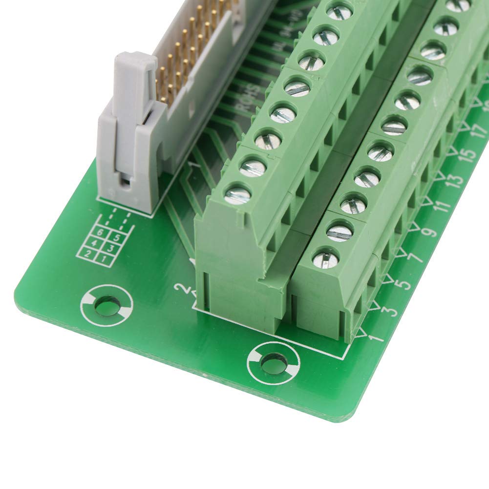 Terminal Breakout Block, Male Header Breakout Board, Terminal Block Connector, IDC34P, 34-Pin, PLC Interface, Simple DIN Rail Mounting Legs