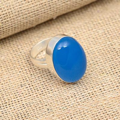 Lovely Blue Chalcedony Gemstone Handmade 925 Sterling Silver Ring Jewelry