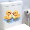 Cartoon Duckling Splashing Water Toilet Stickers, Waterproof Self-Adhesive for Bathroom Decor