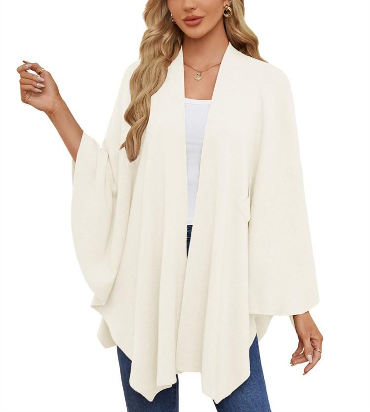Women's Elegant Solid Color Shawl Cape Coat 2024