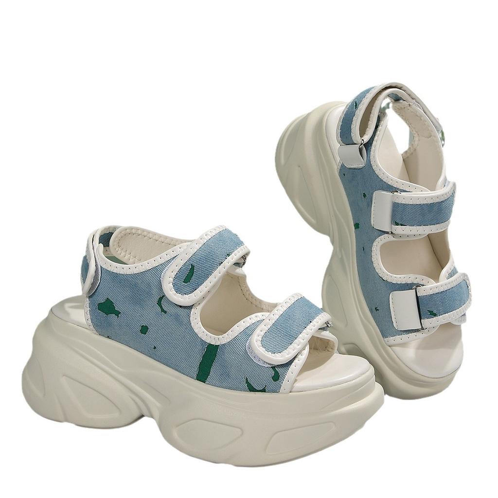 2024 Letnie Codzienne Sportowe Sandały Damskie Gruba Podeszwa Studenckie Odkryte Palce Rzymskie Damskie Sandały Buty Plażowe Platforma Projektant