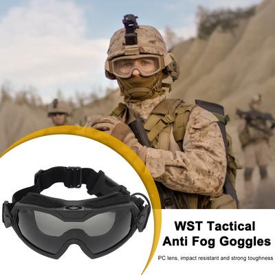 Airsoft Paintball Goggles Transparent Lens Motorcycle Goggles with Micro Fan Scratch-resistant Eye Protection for Hunting