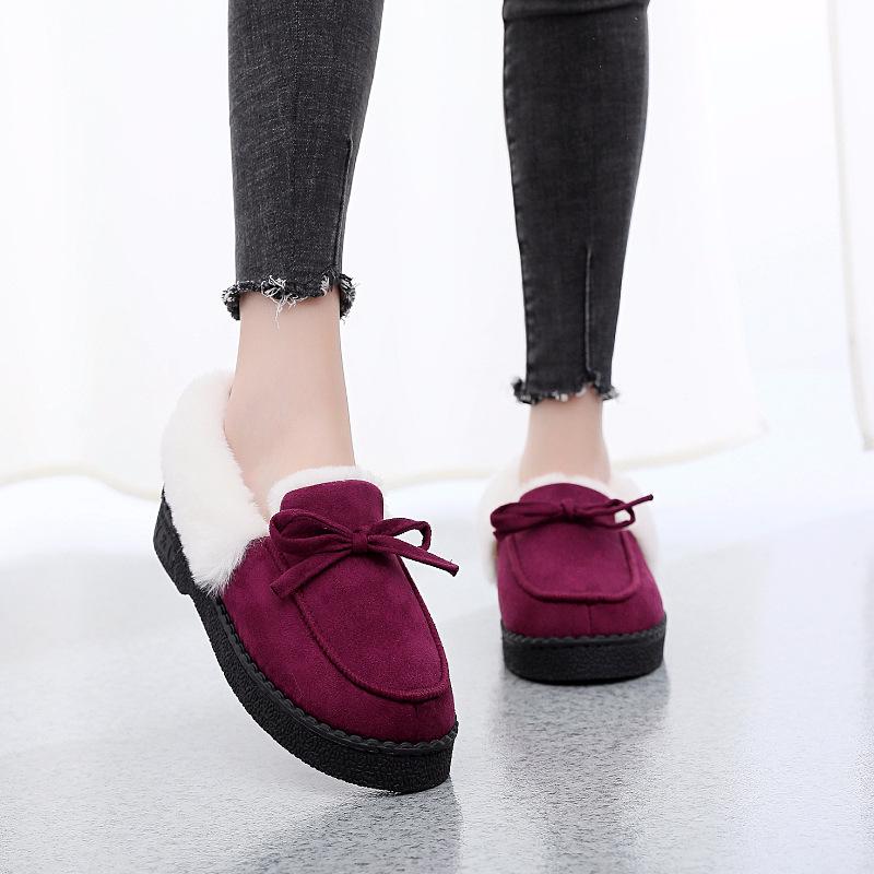 Fashion Winter Women's Cotton Slippers with Fleece Lining Thick Sole Anti-Slip Indoor Outer Wear Warm Bean Paste Shoes